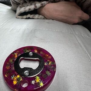 Purple Bottle Opener with Floral Design